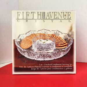 Fifth Avenue Crystal Portico 2pc Cracker & Condiment Serving Set